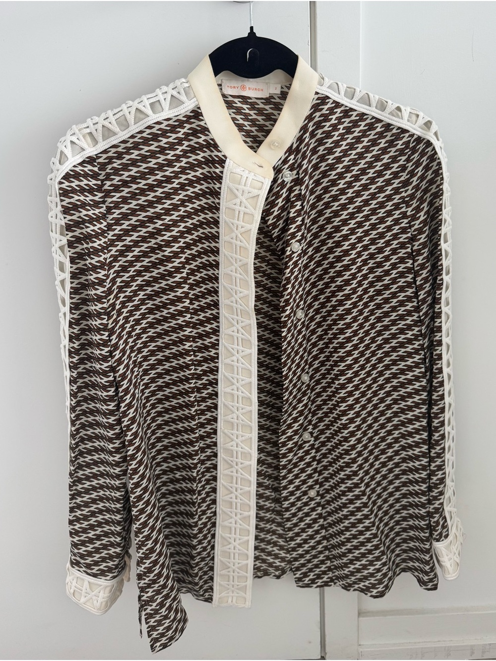 Tory Burch Brown & Cream Printed Button-Front Shirt